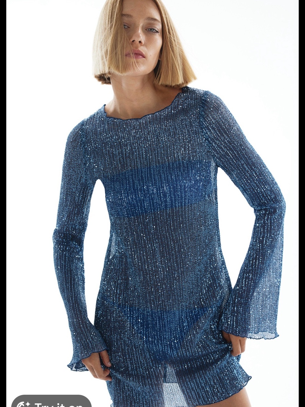 H&M Navy Sequin Ribbed Sweater